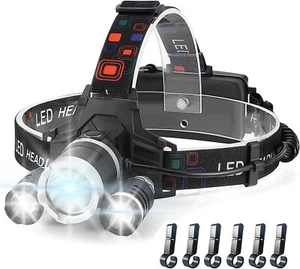 Luces De Cabeza LED Para Camping Senderismo Prueba De Agua Baterías Recargables NUEVO - Imagen 1 de 7