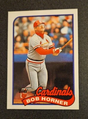 1989 Topps *CARTÃO DE ERRO DE IMPRESSÃO* Bob Horner #510 "Linha através do nome na parte de trás" - Imagem 1 de 3