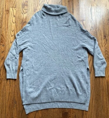Saks Fifth Avenue Womens XL 100% Cashmere Side Slit Tunic Turtleneck Sweater - Image 1 of 4