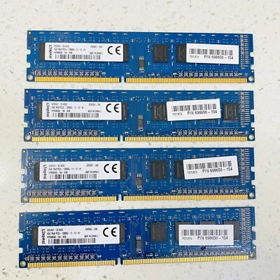 4x Kingston 4GB 1rx8 PC3L-12800U-11-12-A1 HP698650-154-KEB (Total 16GB) - Image 1 of 4