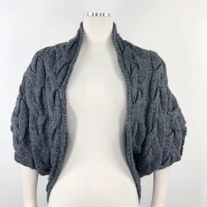 Gossip Girl Romeo & Juliet M Shrug Grey Braids Cable Knit Cardigan Kimono Bolero - Picture 1 of 9