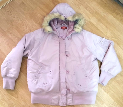 Abrigo chaqueta bomber de piel con capucha Urban Island púrpura talla 20 Foto 1 de 4