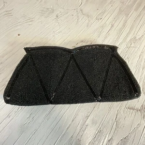 Black Beaded Purse Wallet Zipper Close GnuFashion - Picture 1 of 13