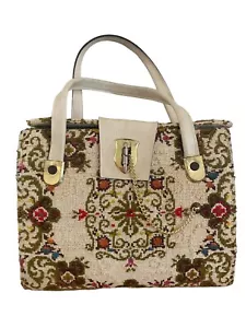Vintage Embroidered Needlepoint Tapestry Handbag Purse 1960s MCM Fashion - Picture 1 of 9