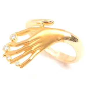 Carrera y Carrera Hand Motif Ring K18 Yellow Gold Diamond US 5.75 Japan Used - Picture 1 of 8