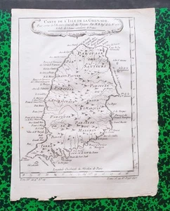 XVIII ème - ile de la Grenade - Belle Carte par Bellin  25 x 19,5 Editée en 1758 - Picture 1 of 1