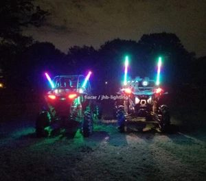 Pair 3FT Chasing Flow LED Spiral Wrap Twisted Sandtoys Remote LED Whips Lights - Picture 1 of 12