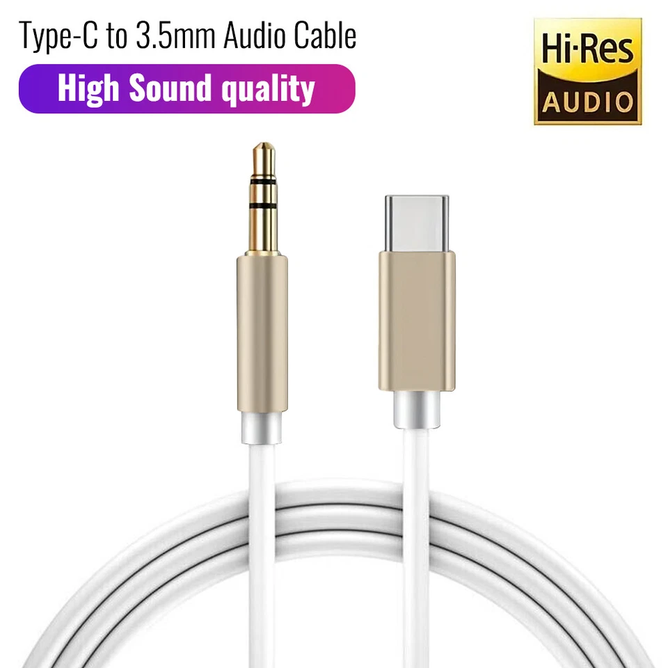 Type C to Aux Cable USB Type-C Male To 3.5mm Cord Car AUX Music Audio Adapter - Image 1 of 4