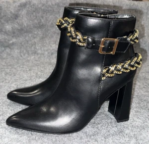 Cape Robbin Starski Chain Pointy Block Heel Booties 8 SHEIN - Picture 1 of 9