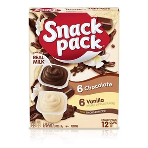 Paquete de bocadillos tazas de pudín con sabor a chocolate y vainilla paquete familiar 12 unidades - Imagen 1 de 6