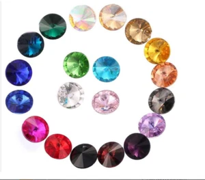 100PCS Mixed Colors Point Back Crystals Rhinestone Rivoli Fancy Glass Stones - Picture 1 of 3