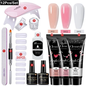 Poly Extension Gel Nail Kit With UV Led Lamp Builder Nail Gel Set Nail Tools - Picture 1 of 9