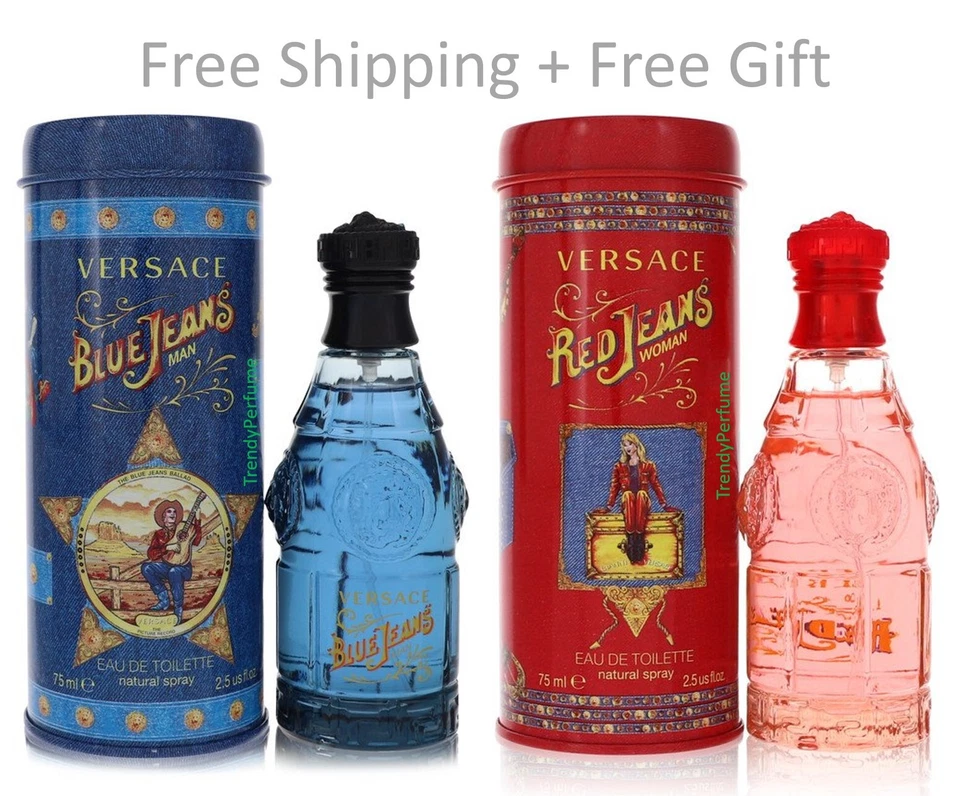 Jeans Versace Blue 2.5 OZ Verace Red Jeans 2.5 OZ EDT Gianni Versace Regalo Gratis Foto 1 de 1