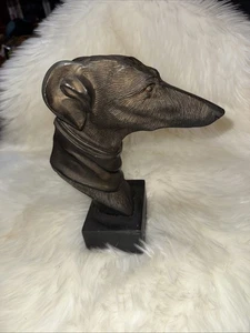 Bronze/Guss lBRONZE ? 9 Zoll Windhund Whippet Hundekopf Büste Figur - Bild 1 von 7