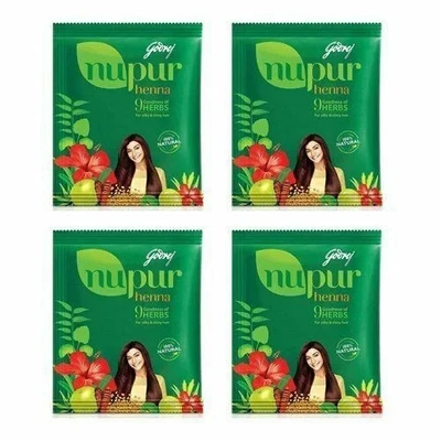 4 X 120gm Godrej Nupur 100% Pure Henna Mehendi Natural Conditioner Anti-Dandruff - Image 1 of 4