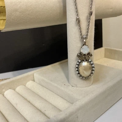 Mariana Necklace Pendant Elegant Mother of Simulated Pearl Mineral, White Opal - Image 1 of 4