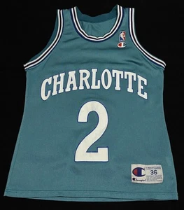 Vintage Larry Johnson Jersey Charlotte Hornets Champion Size 36 NBA Made In USA - Picture 1 of 8
