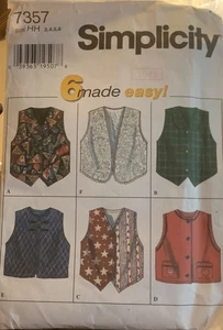 Sewing Pattern #7357 Child’s And Girls Set Of Vest Size 3-6 - Picture 1 of 3