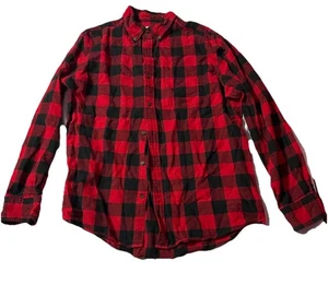 St Johns Bay Hemd Herren Large rot schwarz kariert Knopfleiste Flanell Karo klassisch - Bild 1 von 4