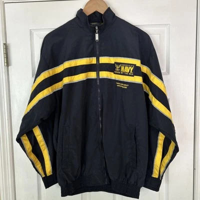 Chaqueta cortavientos cremallera completa US NAVY talla S forjada por el mar azul amarillo ¡Bonita! Foto 1 de 4