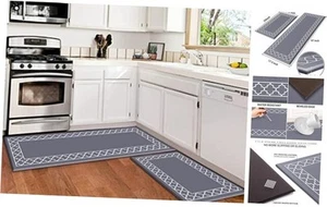 Anti-Fatigue Kitchen Mat - 2 PCS Waterproof Memory Foam Standing Desk and - Picture 1 of 8