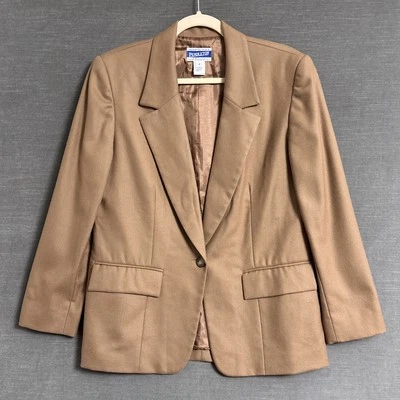 Vintage Pendleton Blazer 8 Petite Camel Brown Wool Classic Career Work Neutral - Image 1 of 4