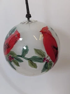 Vintage Chase International bemalter Glas Weihnachtsschmuck rot Kardinal Vogel Stechpalme - Bild 1 von 10