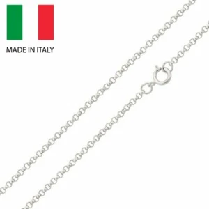 "Collar de cadena Rolo italiano de plata esterlina 925 real Italia 1,2 mm 16" 18 20"" 22" - Imagen 1 de 9