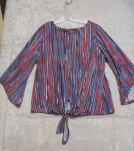 Cocomo Knit Top Womens Size XL Red Blue Multicolor Flare Sleeves Blouse Tshirt - Picture 1 of 8