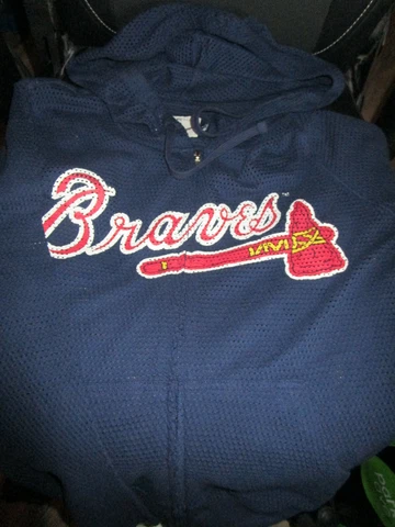 Nwt MLB  ATLANTA BRAVES WOMENS JERSEY MESH HOODED ZIP FRONT SWEATSHIRT JACKET M Cover