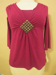 Style&Co. Petite Women's Very Berry 3/4 Sleeve Knit Shirt Top, Size: M ~ NWT - Picture 1 of 12