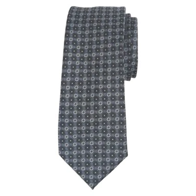 BAR III Mens Slim Tie Charcoal Gray 2.5 Woven Geometric Skinny Dress Necktie - Image 1 of 4