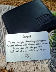 Personalisierte fehlende Stück Geldbörse Karte, Valentinstag Geschenk, Jahrestag, süß - Bild 1 von 1