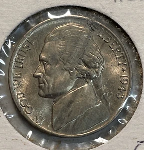 1943D Jefferson Nickel Error Coin - Die Break Reverse - Picture 1 of 2