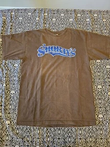 Vintage 90s Shorty’s Skateboard Shirt USA Size L Brown Skate Tee Bubble Logo - Picture 1 of 7