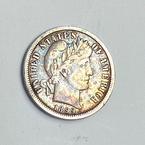 1899-O Barber Dime US 10c Silver, Choice F+/VF  with some color Cover