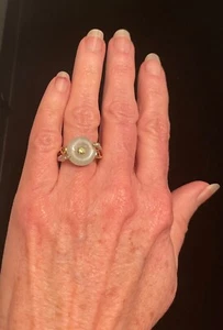 Anello Donna Autentico Giada Donna Oro Giallo 14 kt con Diamanti e Pietre Peridoto Taglia 8 - Foto 1 di 7