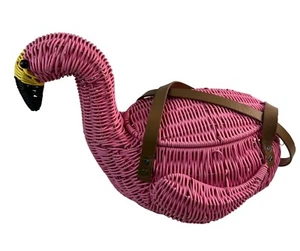 Bolso Rosa con Forma de Flamenco Retro Rosa Novedad Cesta Cesta de Mimbre Bolso de Mano Único - Imagen 1 de 13
