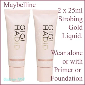 MAYBELLINE GIGI HADID Strobing Liquid Primer Foundation Make up Shade GOLD x 2 - Picture 1 of 12