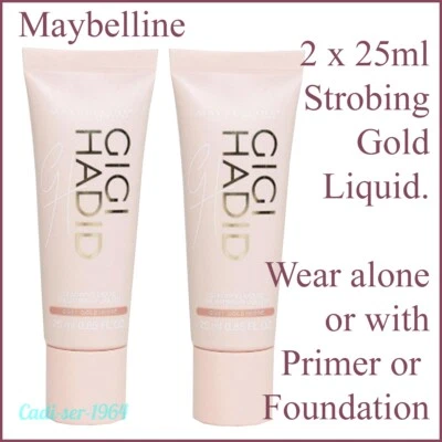 MAYBELLINE GIGI HADID Strobing Liquid Primer Foundation Make up Shade GOLD x 2 - Image 1 of 4