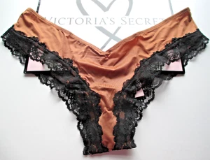 VICTORIA SECRET VERY SEXY High Leg Cheeky Panty S M L XL Caramel Brown Lace Trim - Picture 1 of 4