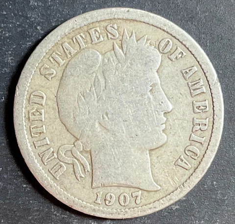 1907-S Barber Liberty Dime old San Francisco silver tough collection date k422 Cover