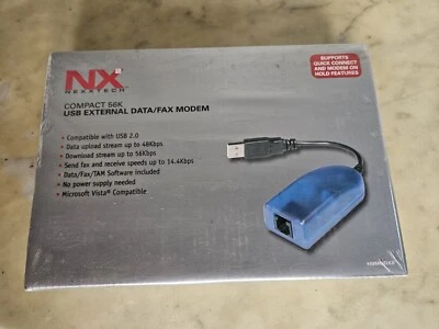V92 V90 56K External USB Data Fax Dial Up Internet Modem Nexxtech - Image 1 of 4