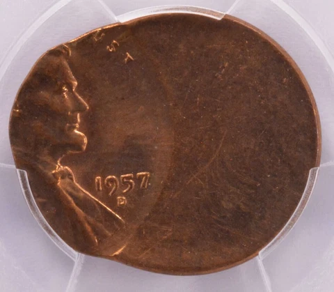 PCGS 1c 1957-D Lincoln Cent Struck 65% Off-Center MS63 Red 2 Cover