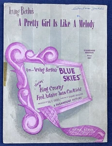 A PRETTY GIRL IS LIKE A MELODY by Irving Berlin from BLUE SKIES 1919 Sheet Music - Picture 1 of 4