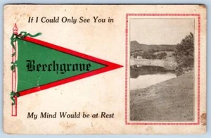 BANDERÍN ANTIGUO 1913 BEECHGROVE TENNESSEE TN SI SOLO PUDIERA VERTE POSTAL - Imagen 1 de 2