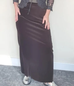 Vintage 90s Cotton Velvet Maxi Skirt AU14 (Fit 12-14) Pencil Split Lined MadeAus - Picture 1 of 11
