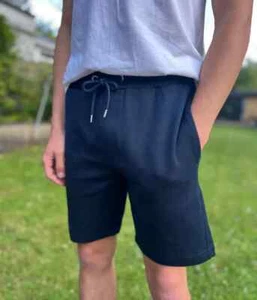 Ex Autograph Jersey Shorts Men's Navy Cotton-Rich Stretch Drawstring Waist - Picture 1 of 24