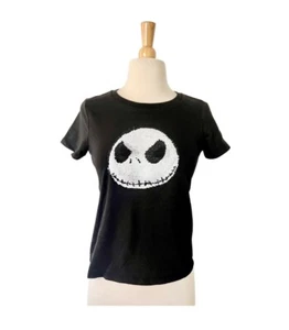 Disney Flip Sequin Jack Skellington Black T-Shirt Girls Sz 14 Halloween - Picture 1 of 8