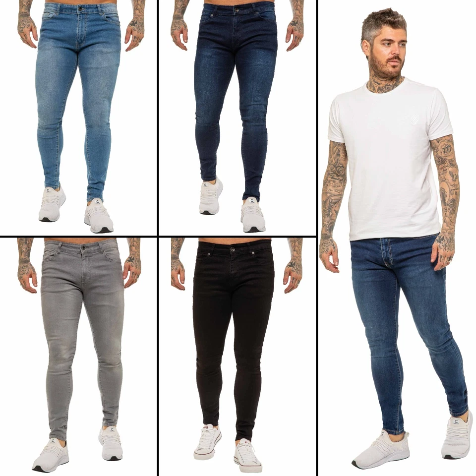 Kruze Mens Jeans Skinny Leg Slim Fit Super Stretch Denim Pants All Waist Sizes - Image 1 of 2